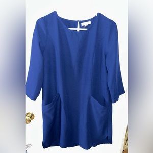 JACK Women Blue 3/4 Sleeve Casual Front Pocket Shift Dress size M